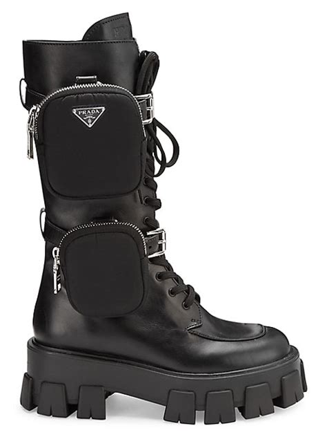 prada pocket lug sole leather combat boots